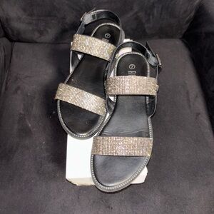 Rouge Helium Rhinestone Sandals - Size 7